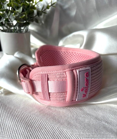 Collier pour chien en velours côtelé – Rose poudré