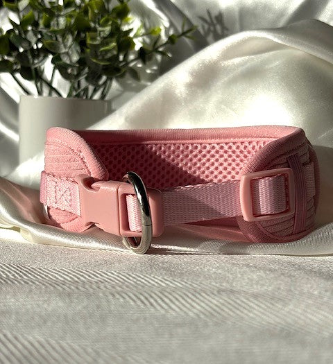 Collier pour chien en velours côtelé – Rose poudré