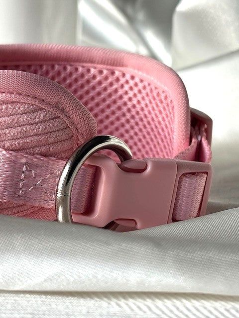 Collier pour chien en velours côtelé – Rose poudré