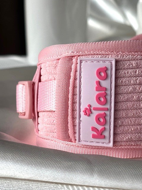 Collier pour chien en velours côtelé – Rose poudré
