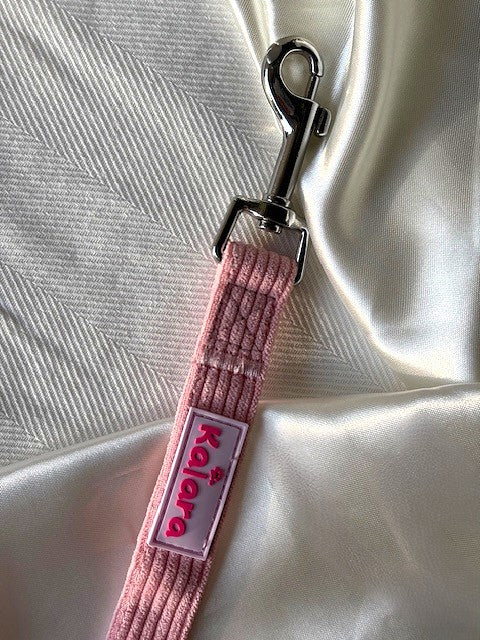 Laisse en velours côtelé - Rose poudré